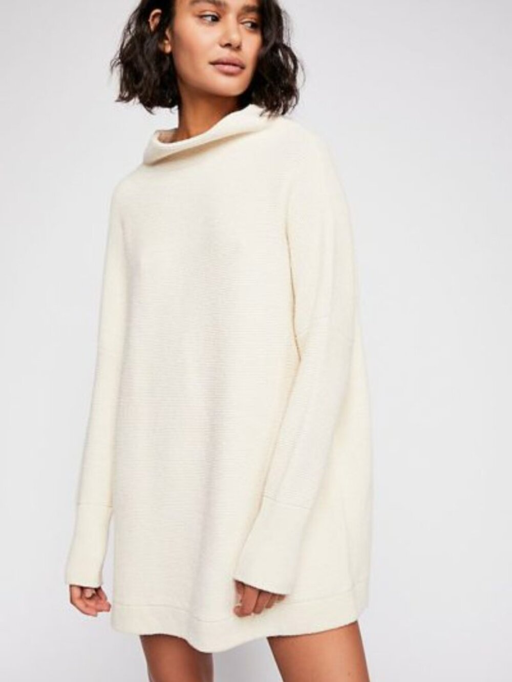 Free People Ottoman Slouchy Tunic Sweater Ivory Large EUC Clean Girl Boho Chic